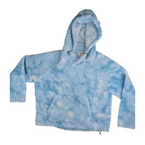 PINK Victorias Secret Blue Cloud Sherpa Fleece Hoodie Pullover Medium 402169-7TD